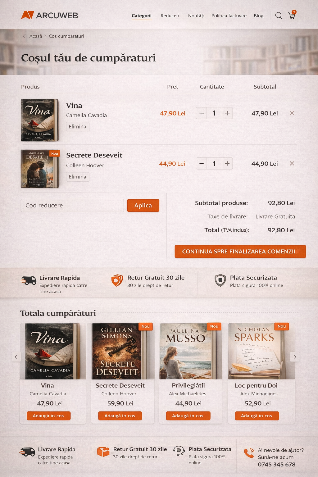 Mockup pagina categorie magazin online ARCUWEB