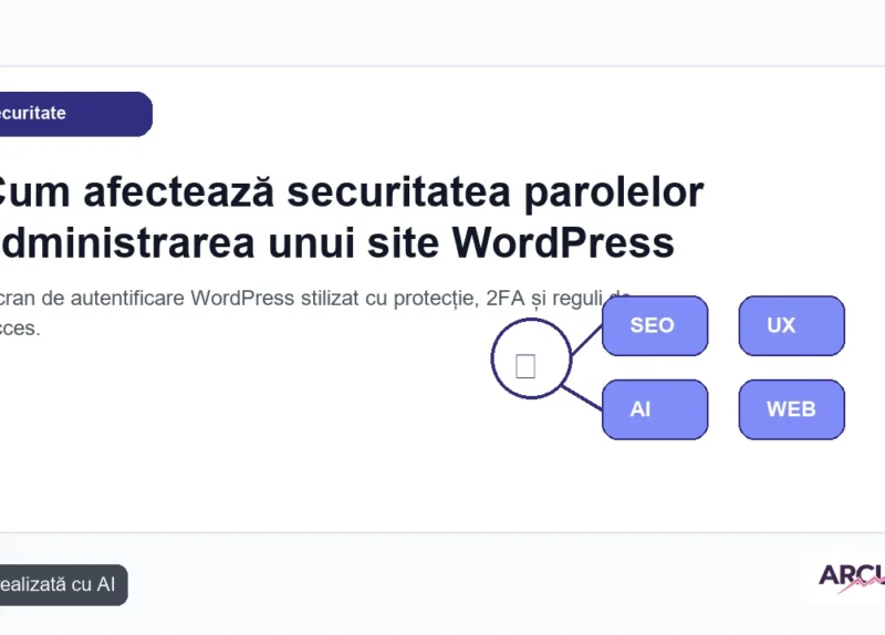 Ecran de autentificare WordPress stilizat cu protecție, 2FA și reguli de acces
