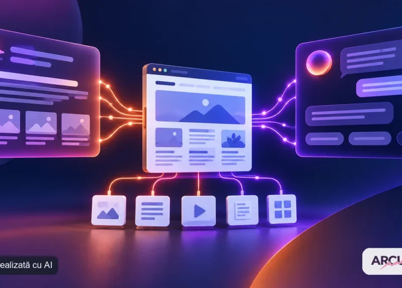 Interfață de căutare AI cu răspunsuri și website-uri citate