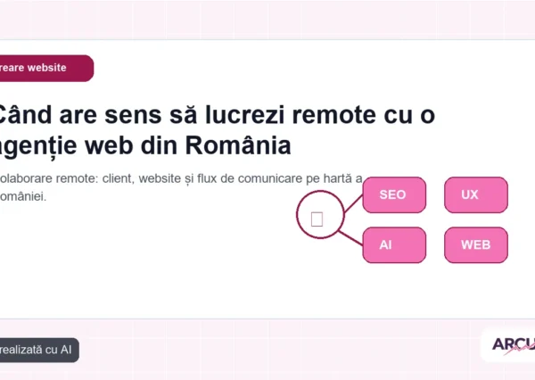 Colaborare remote: client, website și flux de comunicare pe hartă a României