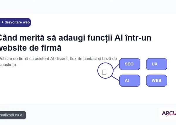 Website de firmă cu asistent AI discret, flux de contact și bază de cunoștințe