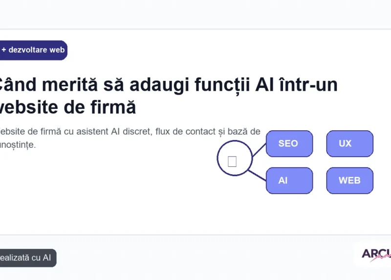Website de firmă cu asistent AI discret, flux de contact și bază de cunoștințe