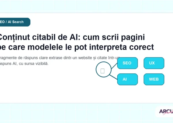 Fragmente de răspuns clare extrase dintr-un website și citate într-un răspuns AI, cu sursa vizibilă
