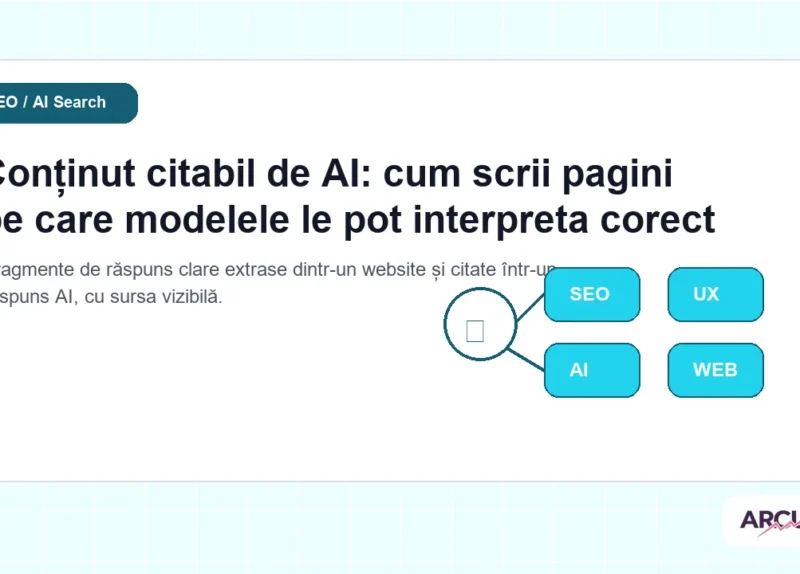 Fragmente de răspuns clare extrase dintr-un website și citate într-un răspuns AI, cu sursa vizibilă
