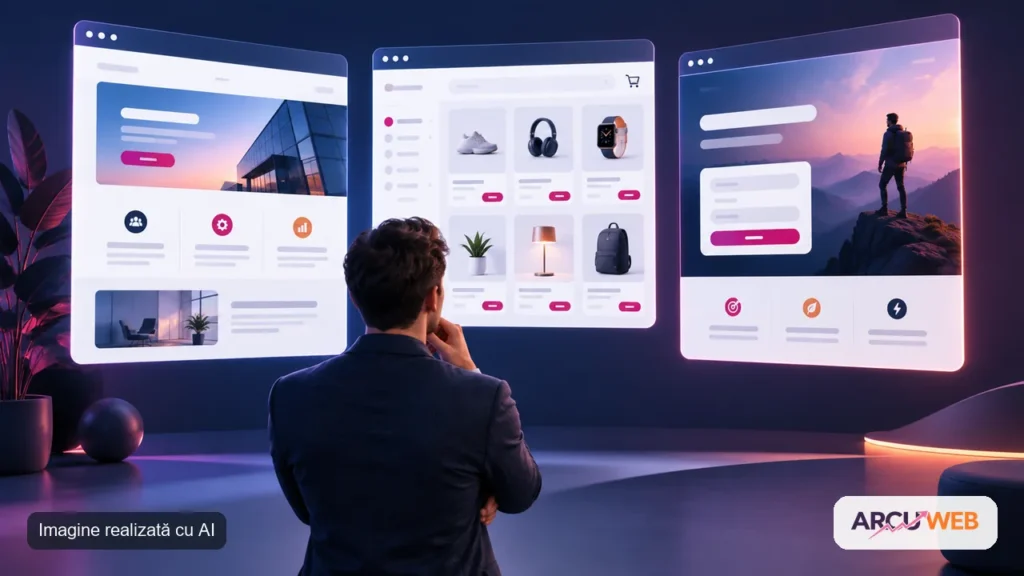 Antreprenor care compară tipuri de website pentru o afacere