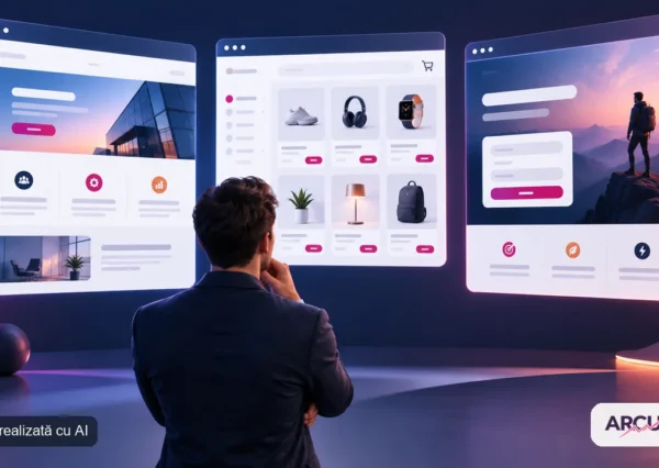 Antreprenor care compară tipuri de website pentru o afacere