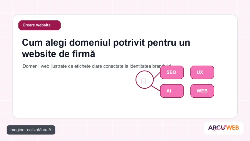 Domenii web ilustrate ca etichete clare conectate la identitatea brandului