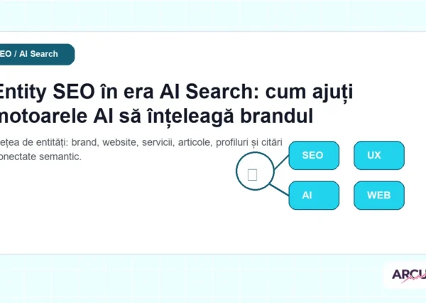 Rețea de entități: brand, website, servicii, articole, profiluri și citări conectate semantic
