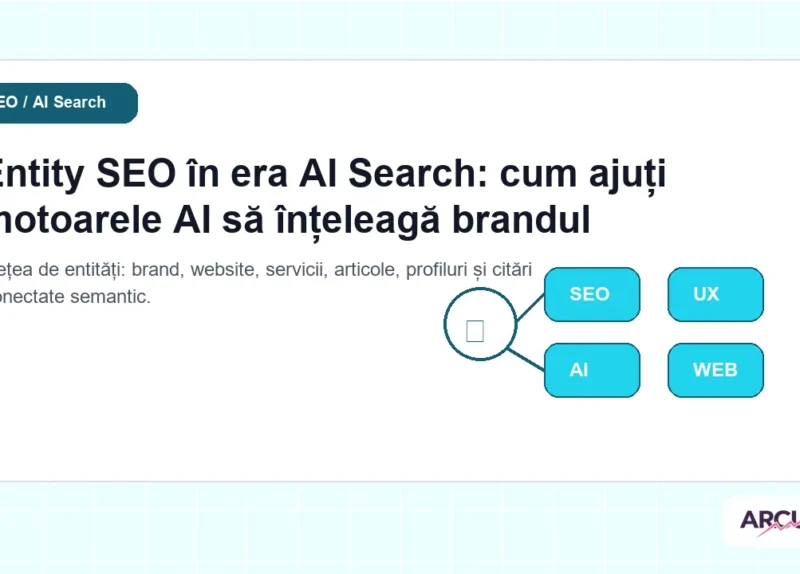 Rețea de entități: brand, website, servicii, articole, profiluri și citări conectate semantic