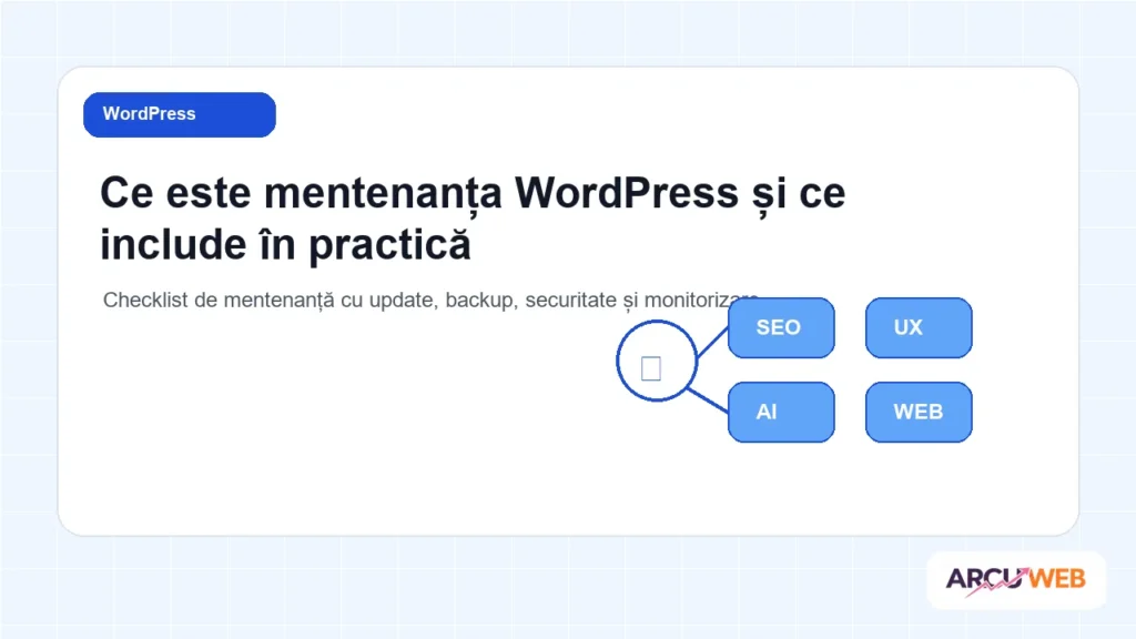 Checklist de mentenanță cu update, backup, securitate și monitorizare