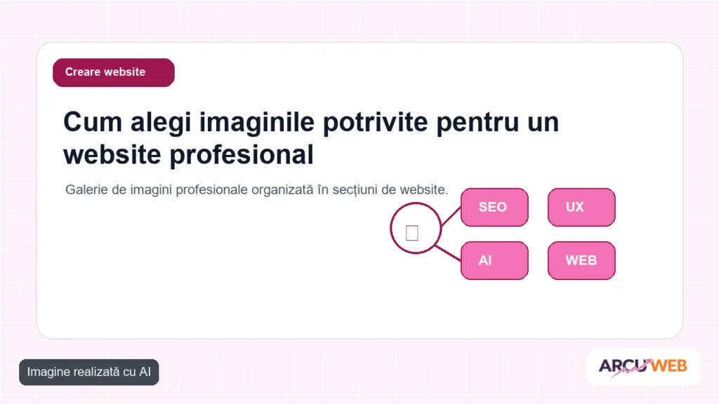 Galerie de imagini profesionale organizată în secțiuni de website