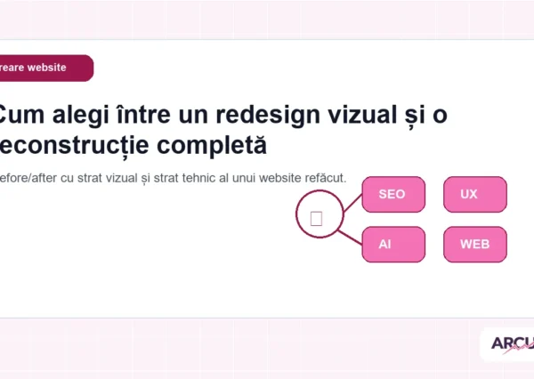 Before/after cu strat vizual și strat tehnic al unui website refăcut