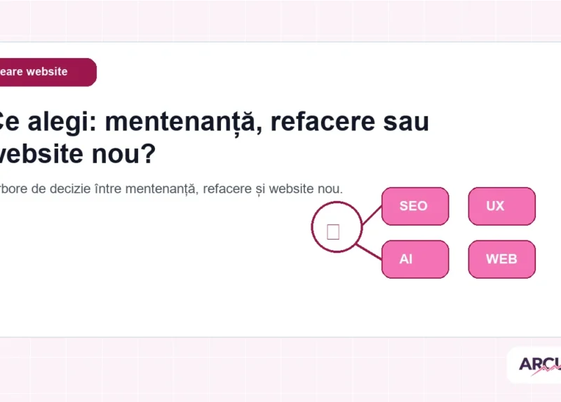 Arbore de decizie între mentenanță, refacere și website nou