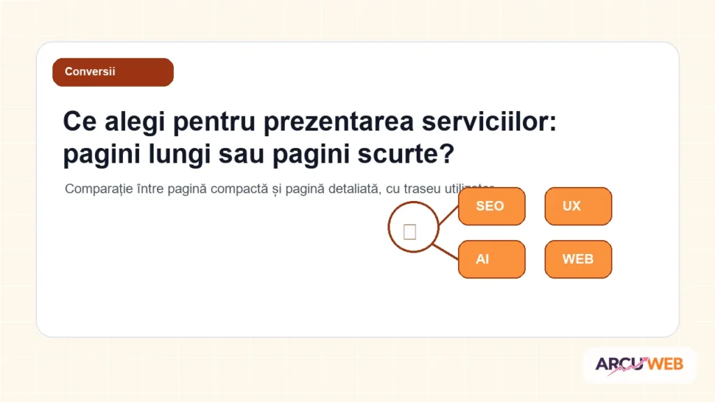 Comparație între pagină compactă și pagină detaliată, cu traseu utilizator