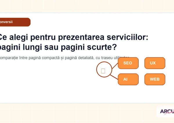 Comparație între pagină compactă și pagină detaliată, cu traseu utilizator