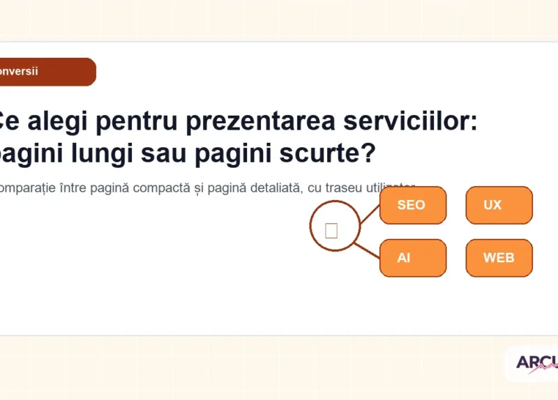 Comparație între pagină compactă și pagină detaliată, cu traseu utilizator