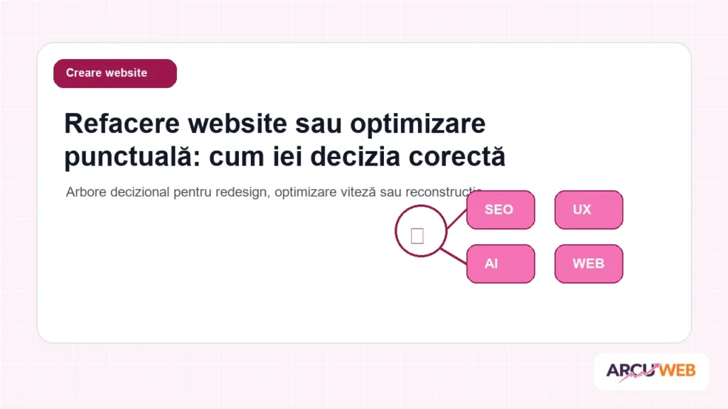 Arbore decizional pentru redesign, optimizare viteză sau reconstrucție