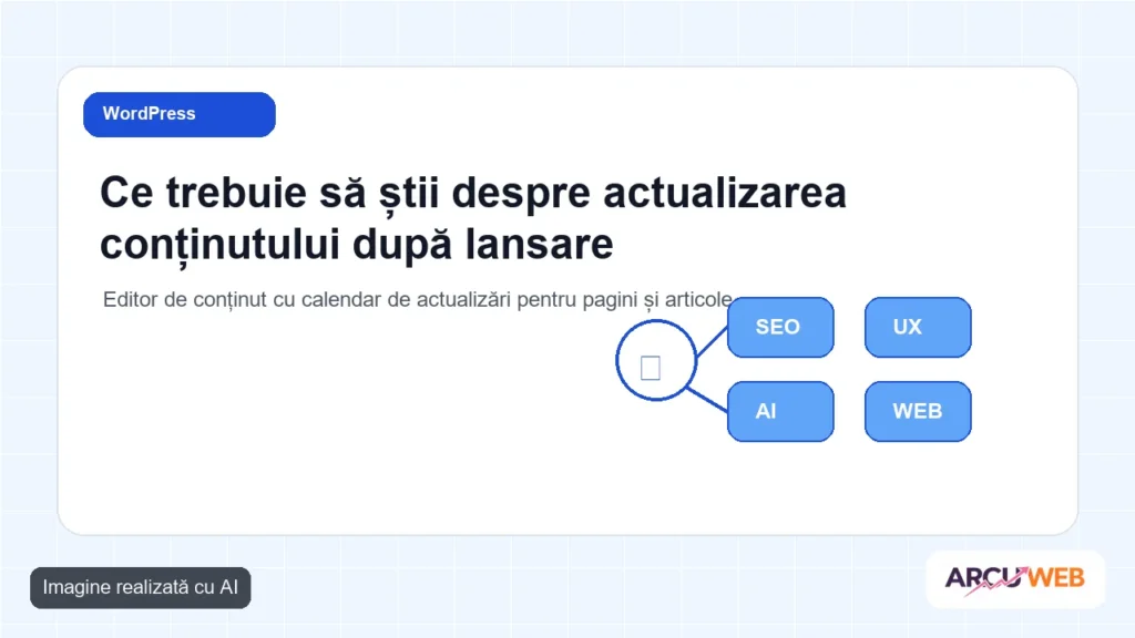 Editor de conținut cu calendar de actualizări pentru pagini și articole