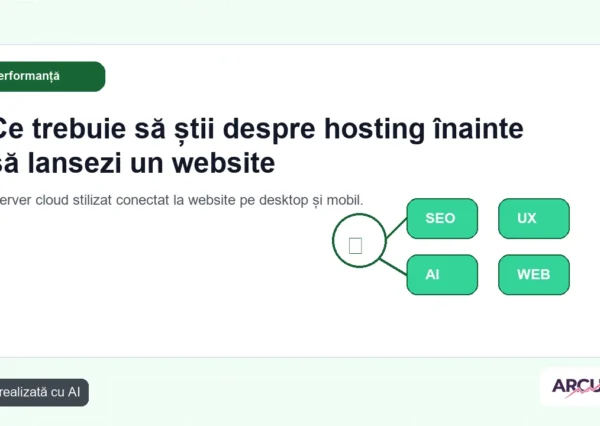Server cloud stilizat conectat la website pe desktop și mobil