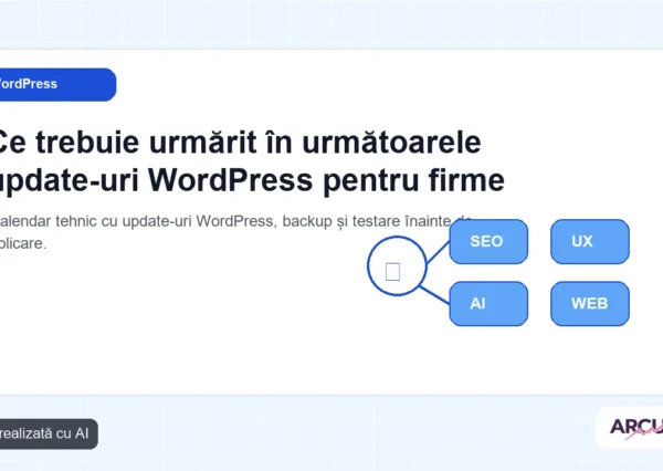 Calendar tehnic cu update-uri WordPress, backup și testare înainte de aplicare