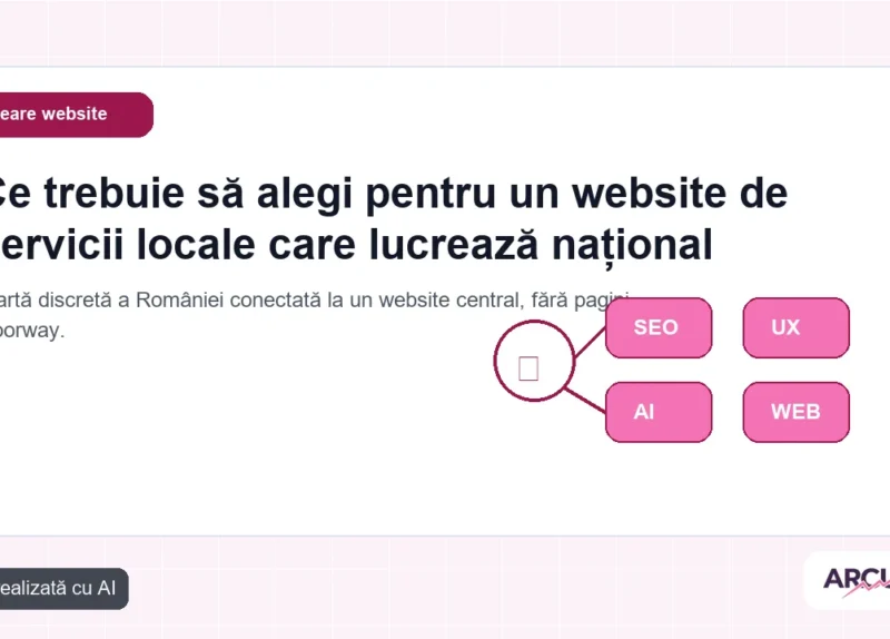 Hartă discretă a României conectată la un website central, fără pagini doorway