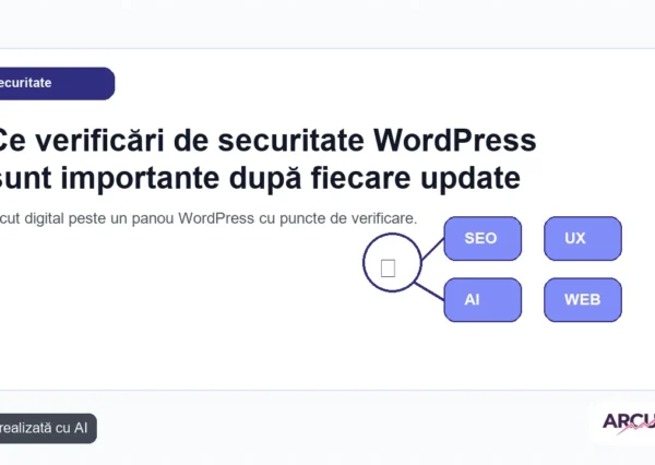 Scut digital peste un panou WordPress cu puncte de verificare