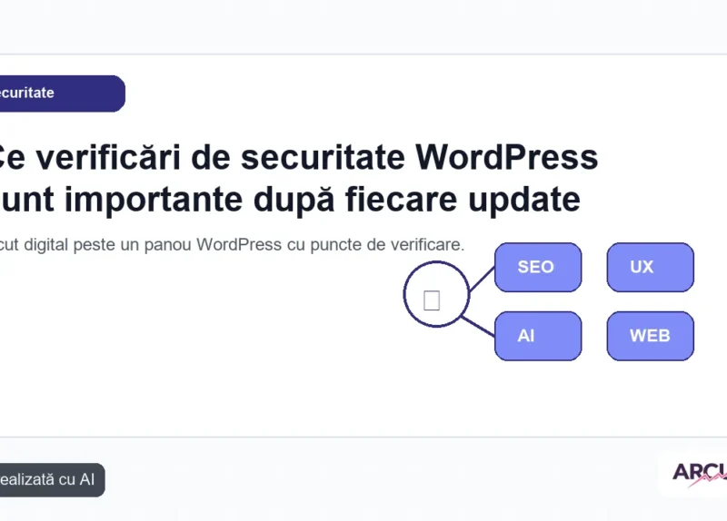Scut digital peste un panou WordPress cu puncte de verificare