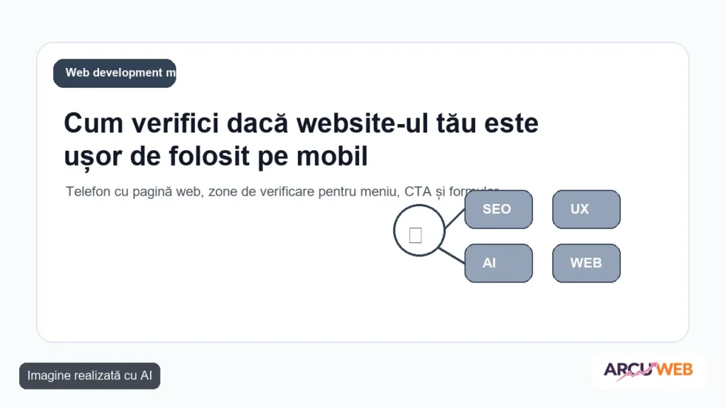 Telefon cu pagină web, zone de verificare pentru meniu, CTA și formular