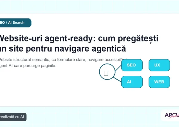 Website structurat semantic, cu formulare clare, navigare accesibilă și agent AI care parcurge paginile