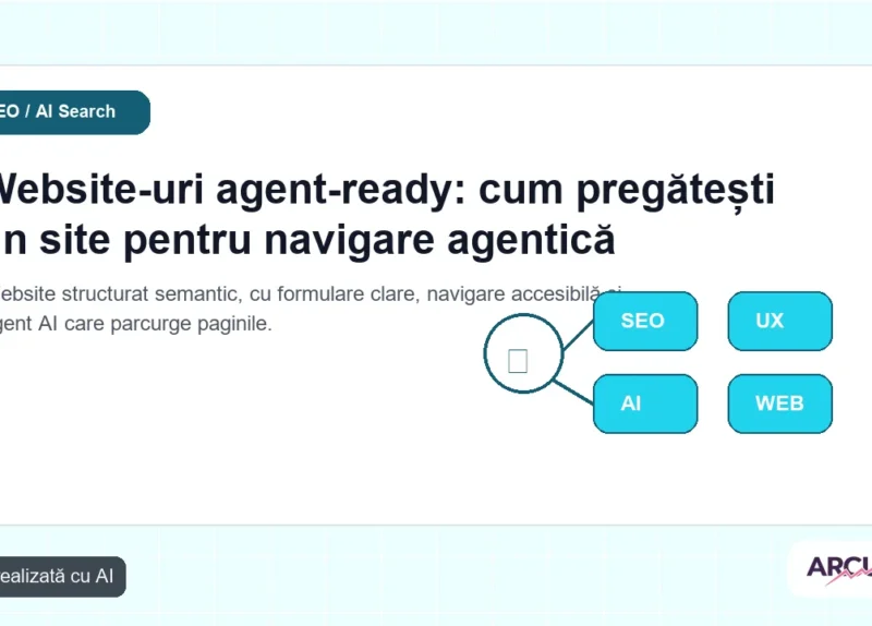 Website structurat semantic, cu formulare clare, navigare accesibilă și agent AI care parcurge paginile